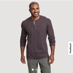 Eddie Bauer Men's Charcoal Gray Long Sleeve Henley